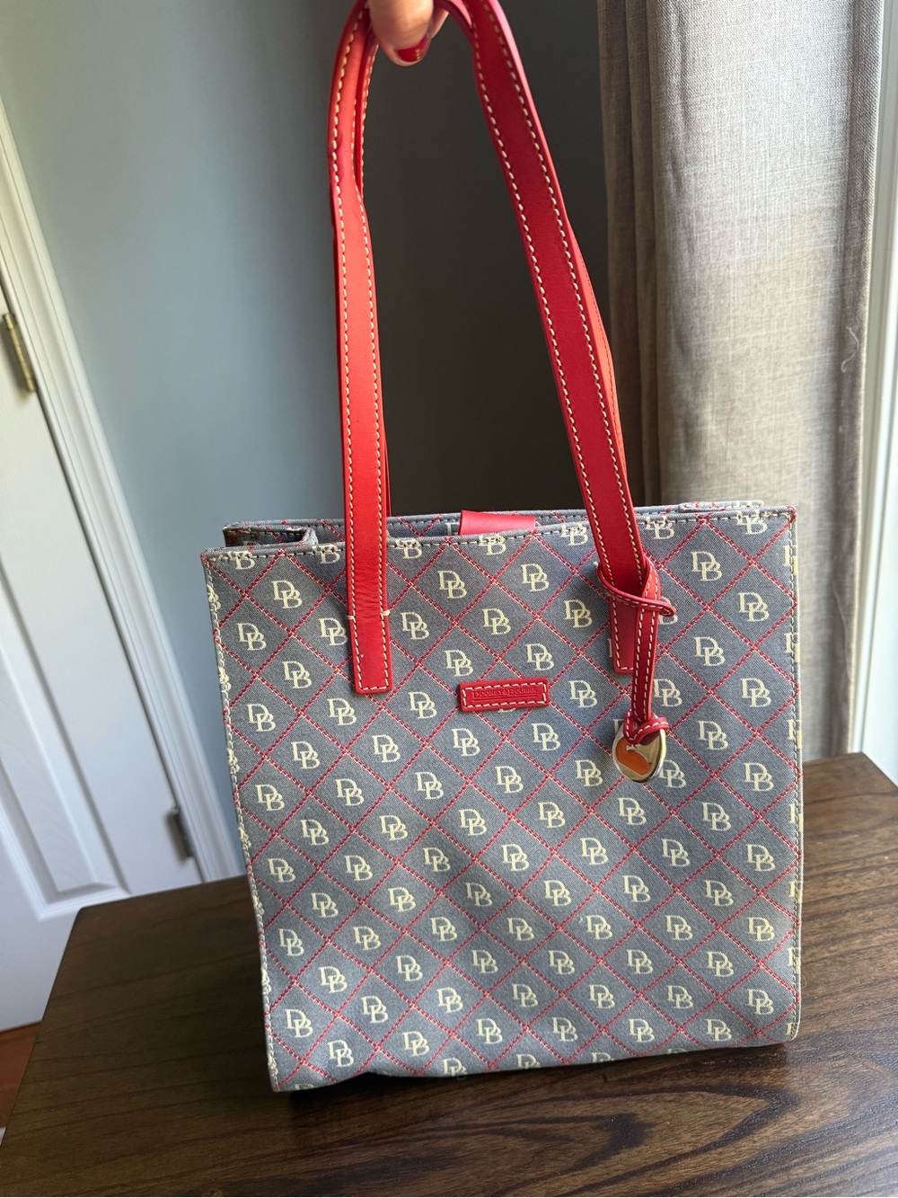 Dooney & Bourke Red Trim Monogram Tote